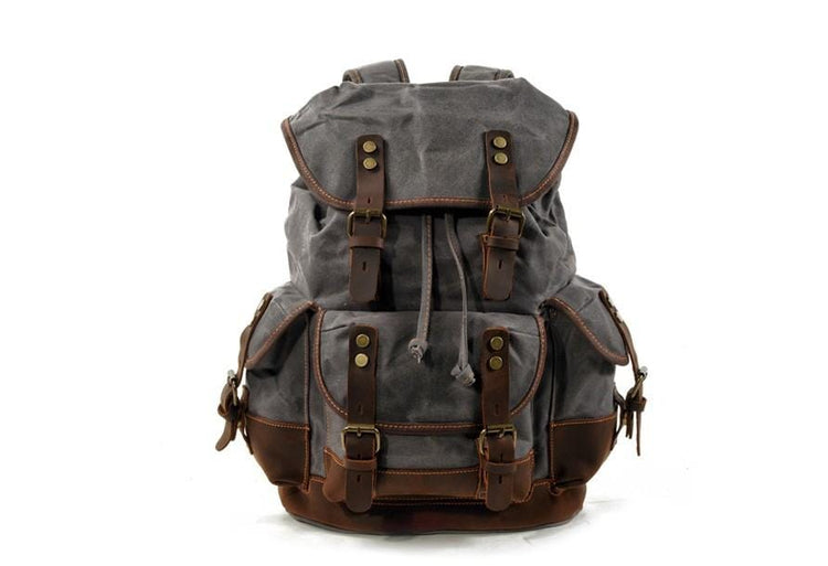 unisex grey canvas backpack