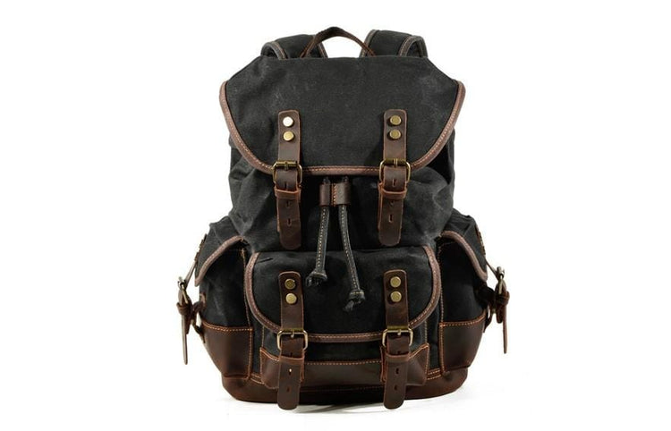 unisex black canvas backpack bag