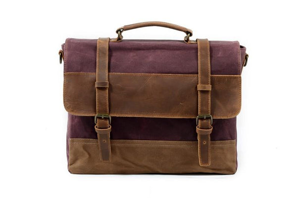 Men's Canvas Messenger Bag in Brown, Red or Grey - LeatherNeo