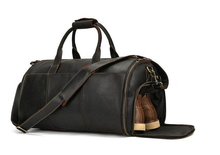 mens leather duffle for weekend