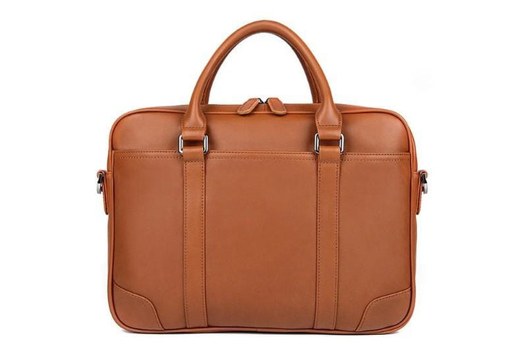 tan saddle leather laptop bag