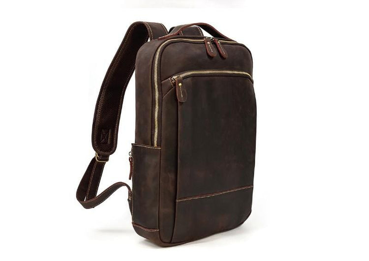 rustic brown leather backpack purse