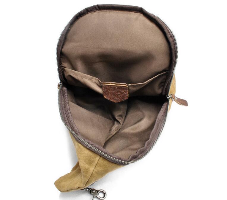 Canvas Chest Bag for Men Grey Green Black LeatherNeo