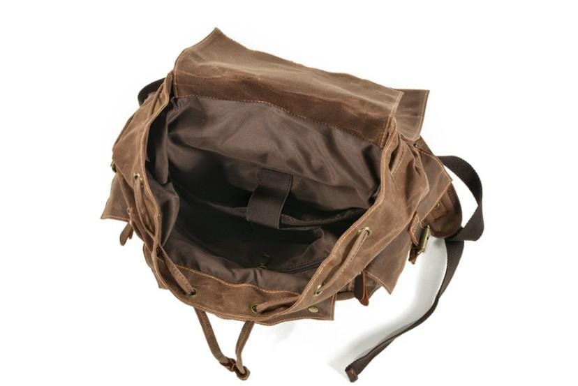 Waxed Canvas Backpack for Men – Leather Trim, College & Travel – LeatherNeo