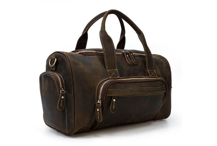 vintage brown leather duffel for luggage and weekender