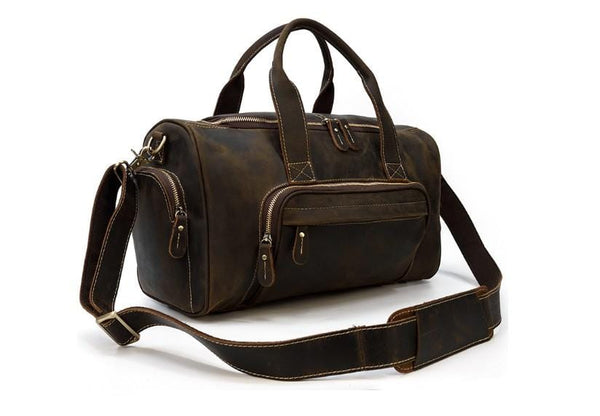 mens leather travel luggage bag duffel