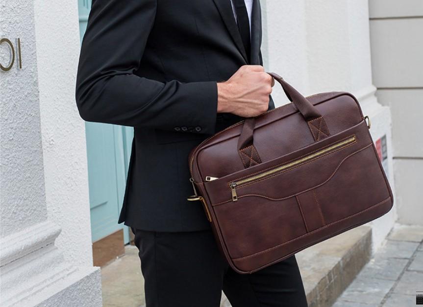 Leather Laptop Messenger Bag Brown Handbag – LeatherNeo