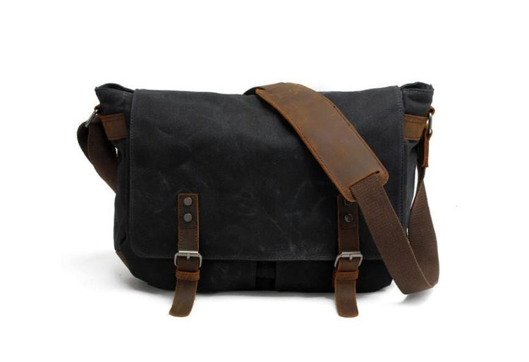 black canvas messenger bag