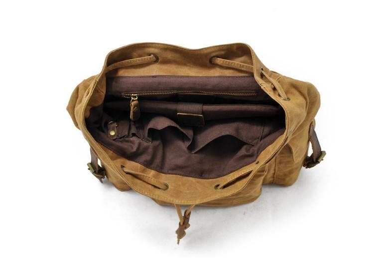 canvas and leather foldover backpack Waxed Canvas Backpack – Durable, Water-Resistant Bag with Classic Style Light Grey