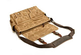 small canvas and leather messenger bag