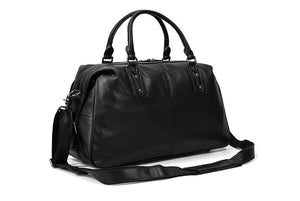 mens leather black travel duffel bags
