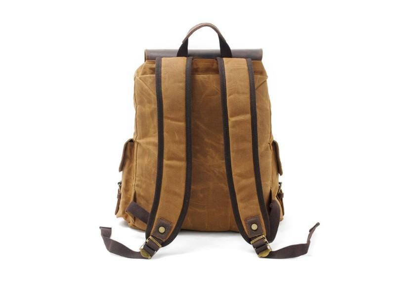 casual canvas leather backpack Waxed Canvas Backpack – Durable, Water-Resistant Bag with Classic Style Light Grey