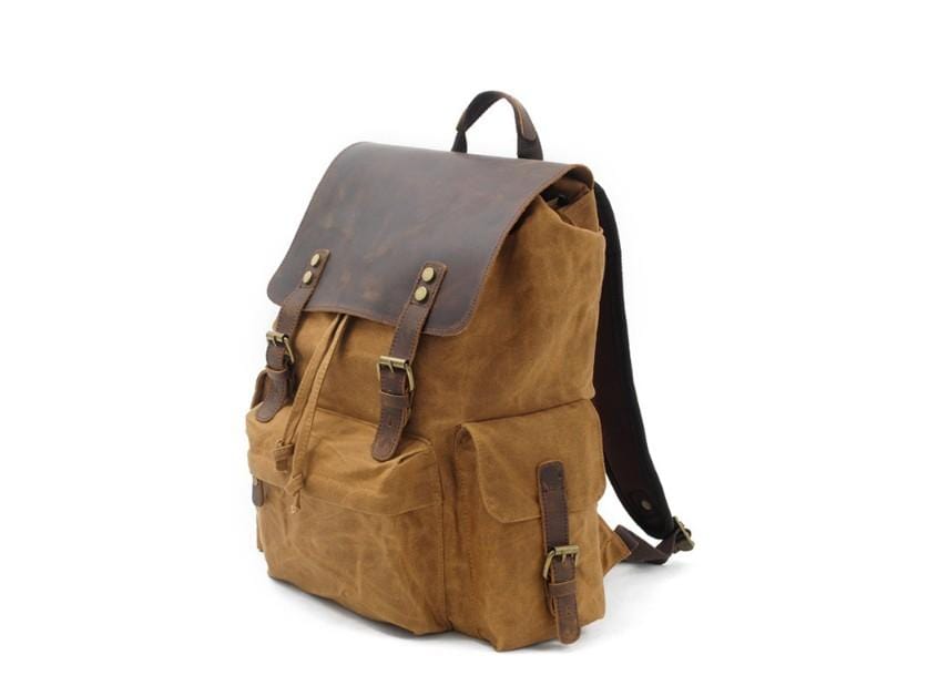 canvas and leather foldover backpack Waxed Canvas Backpack – Durable, Water-Resistant Bag with Classic Style Light Grey