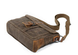 zippered brown canvas messenger bag