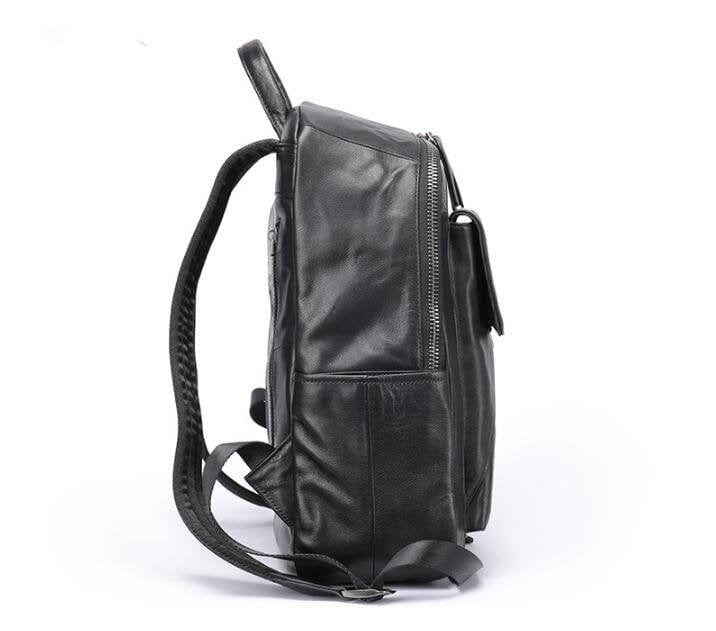 black leather adult backpack purse Simple large black leather backpack wallet bag – LeatherNeo