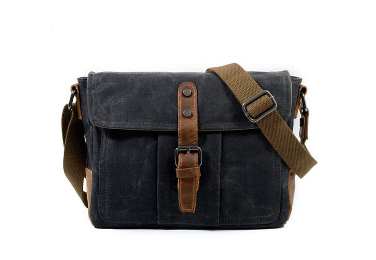 grey canvas messenger bag