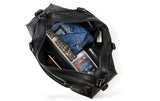 black leather traveling bags