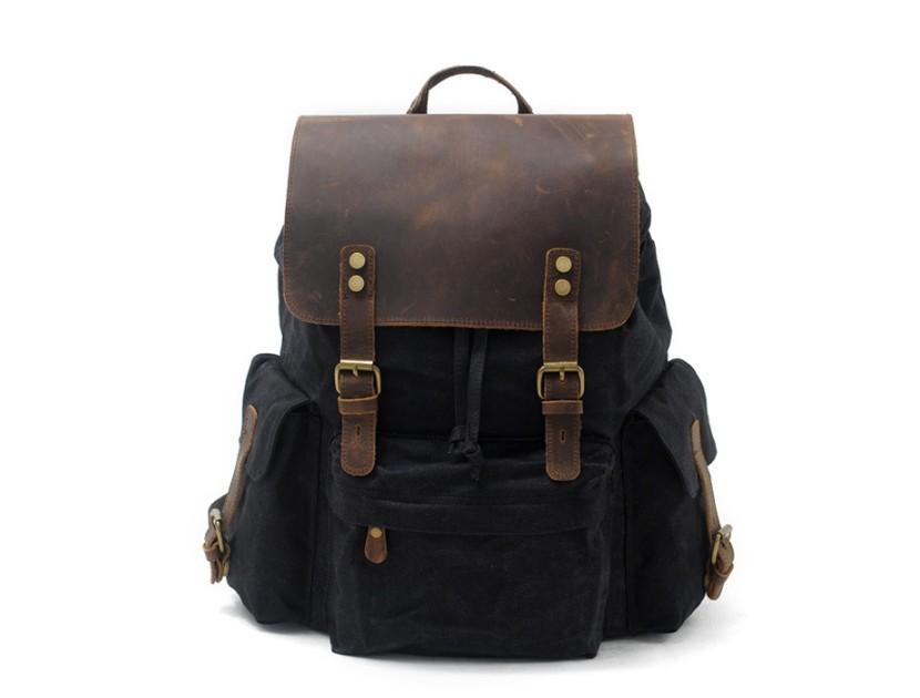 Canvas Leather Travel Backpack Rucksack Bags – LeatherNeo