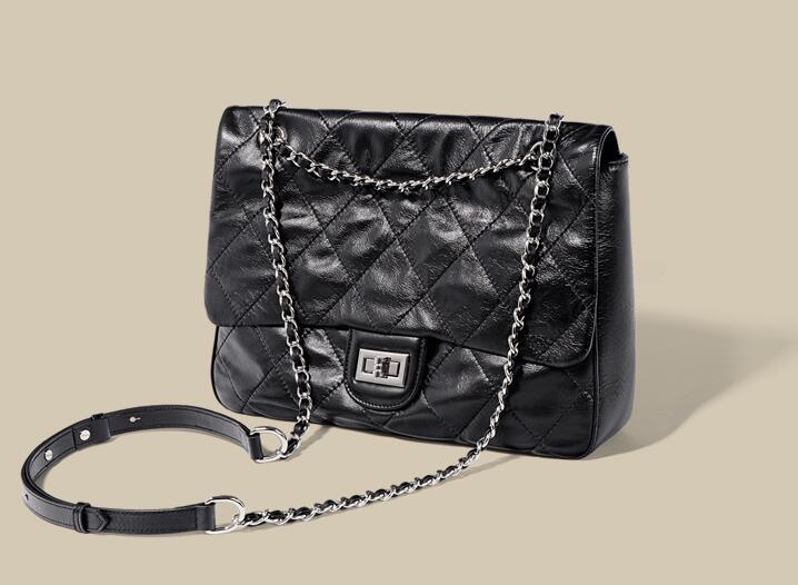 Women's Black Leather Tote Handbag