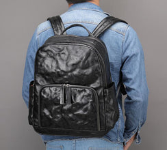 Unique Round Black Leather Backpack Bag – LeatherNeo