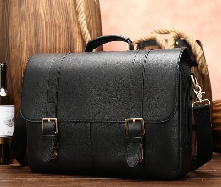 black leather messenger backpack Mens Black Leather Messenger Womens Shoulder Bag