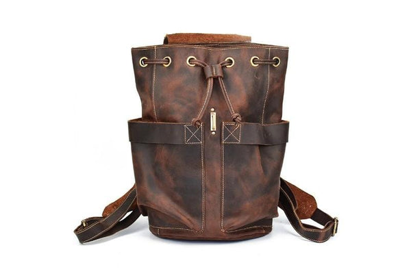 brown leather covertible backpack Rustic Brown Buffalo Leather Convertible Backpack Purse – LeatherNeo