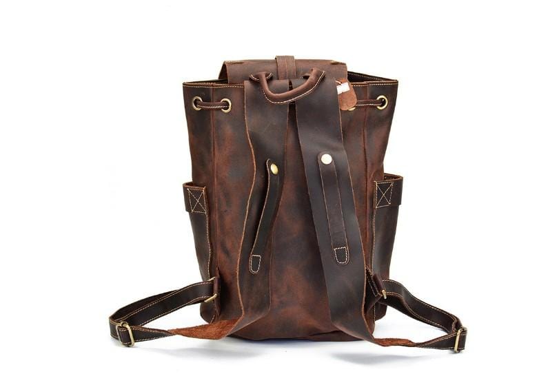 distressed brown leather backpack Rustic Brown Buffalo Leather Convertible Backpack Purse – LeatherNeo