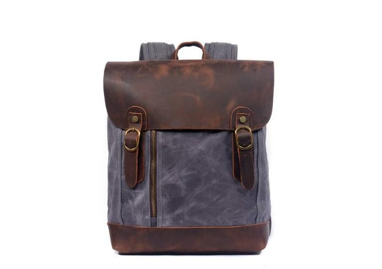 canvas and leather backpack rucksack for travel