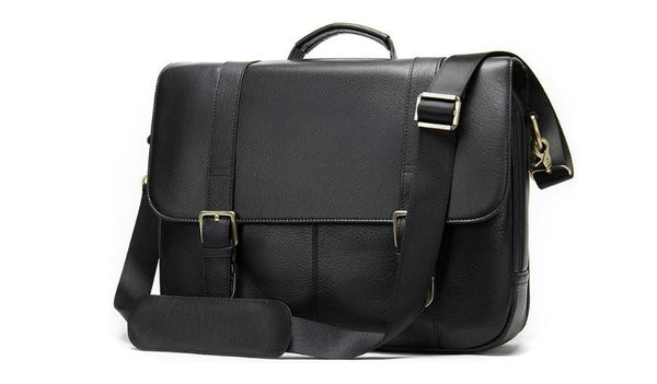 mens black leather messenger