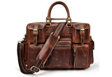 mens brown leather weekender bag