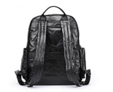 Elgant Large Black Leather Backpack Purse For Work