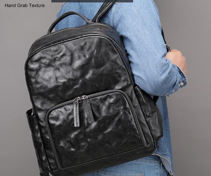 Elgant Large Black Leather Backpack Purse For School