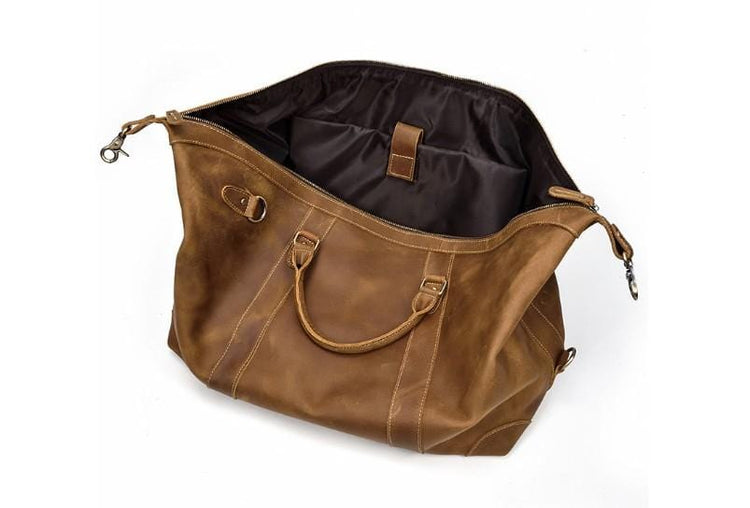 vintage mens leather travel luggage bag for weekender