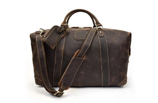 mens & womens brown leather weekend luggage bag