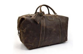 mens & womens brown leather weekend luggage bag