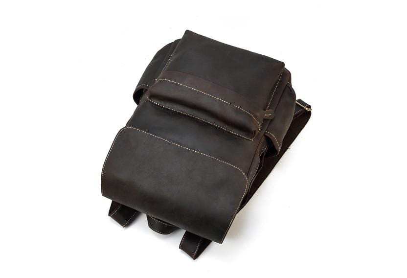 distressed leather backpack purse Handcrafted Work Travel 18SKB04 access to your keys or phone!) Distressed Dark Brown Leather Travel