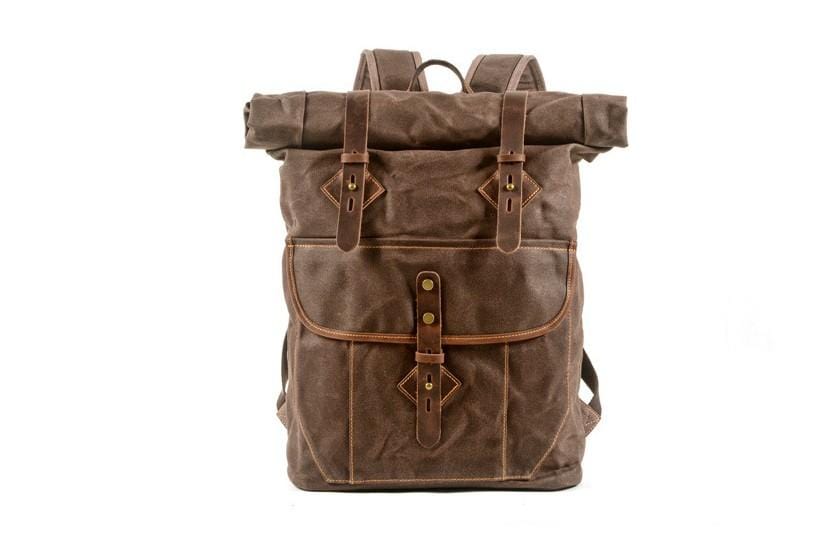 canvas leather backpack with no magnets Canvas Leather Backpacks for School Student – LeatherNeo
