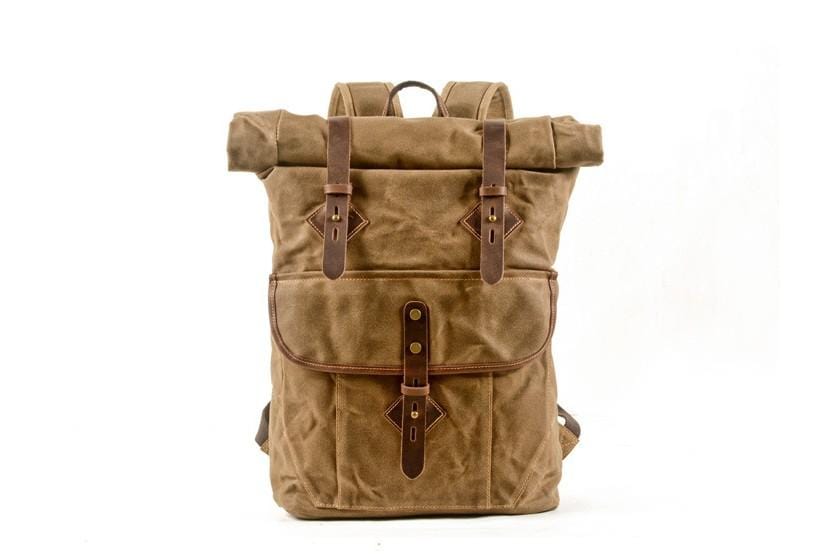 brown leather backpack etsy Canvas Leather Backpacks for School Student – LeatherNeo