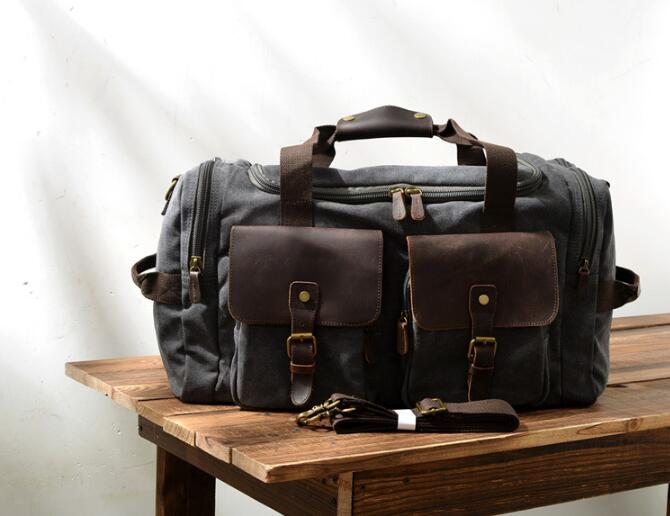 canvas leather travel duffle