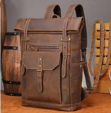 Vintage Genuine Brown Leather Backpack Purse Bag