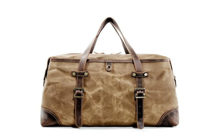khaki canvas leather mens travel weekend bags