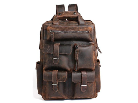 brown leather laptop backpack purse