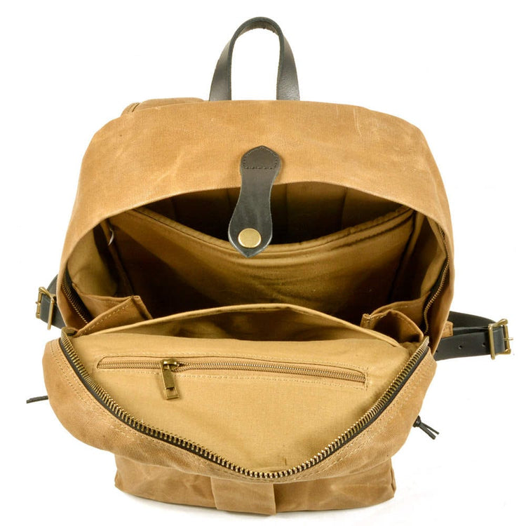 khaki large mens canvas rucksack purse bag