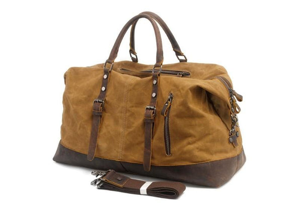 Men's & Women's Vintage Waxed Canvas and Leather Travel bag – LeatherNeo