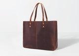 distressed brown leather tote