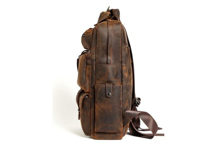 brown leather laptop backpack purse