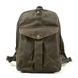 grey canvas backpack