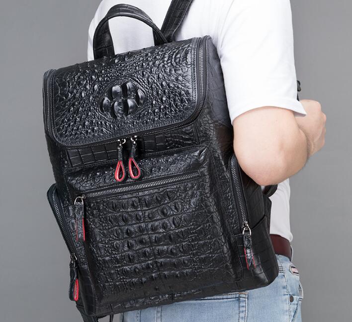 mens Large Black Leather Backpack Bag