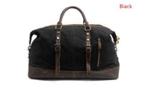 mens black canvas luggage bag mixed leather