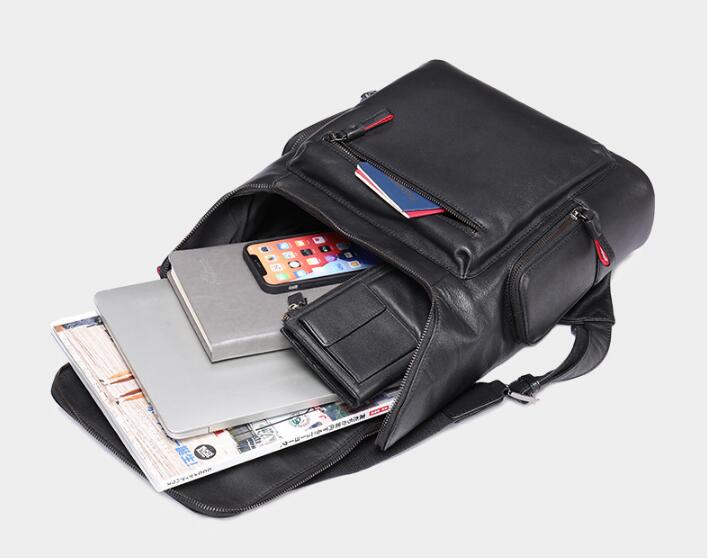 Large Black Leather Laptop Backpack Bag